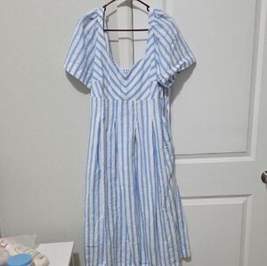 a new day Light Blue and White Striped Midi Dress